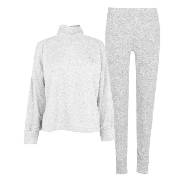 image of Linea Turtle Neck Loungewear Top and Joggers Co Ord Set - Grey