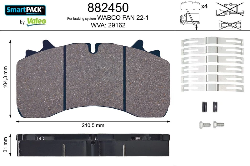 Image of Brake pad set VALEO 882450