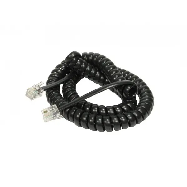 Image of Cables Direct 2m Coiled Telephone Handset Cord, Black