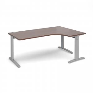 image of TR10 Deluxe Right Hand Ergonomic Desk 1800mm - Silver Frame Walnut to