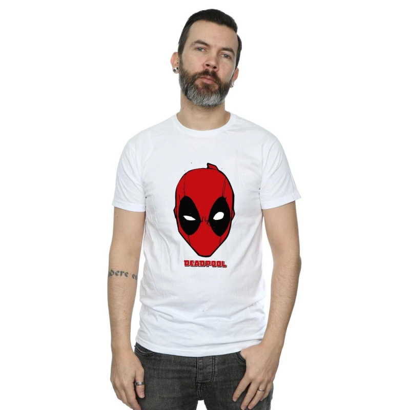 Image of Marvel Marvel Men Deadpool Mask T-Shirt in White Size: Small White S Male 5057864718508