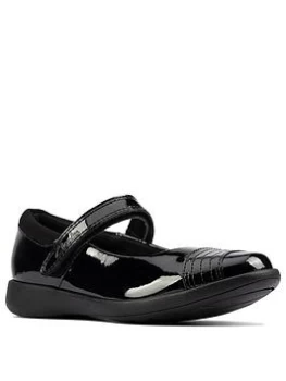 Image of Clarks Girls Etch Beam Strap Rainbow School Shoes - Black Patent, Size 10 Younger