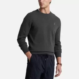 image of Polo Ralph Lauren Mens Merino Crew Knitted Jumper - Dark Charcoal Heather - S