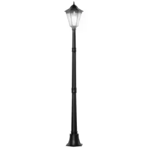 image of Outsunny Outdoor Solar Powered Lantern Lamp Garden Lamp Post Light - Black