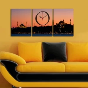 3P3040CS-75 Multicolor Decorative Canvas Wall Clock (3 Pieces)