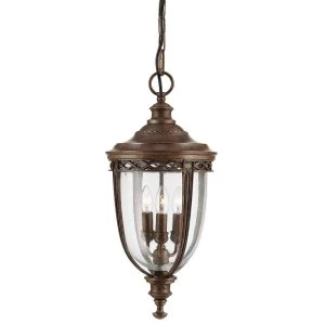 Image of 3 Light Large Outdoor Ceiling Chain Lantern British Bronze, E14