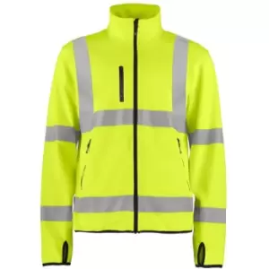 image of Projob Mens Light High-Vis Soft Shell Jacket (L) (Yellow/Black) - Yellow/Black