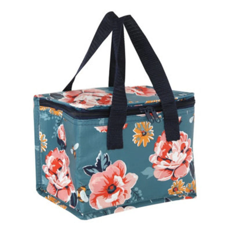 Image of Something Different Bee-Utiful Floral Lunch Bag Navy Blue/pink (One Size)