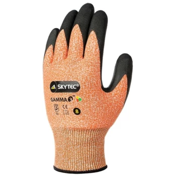 Image of Cut Resistant Gloves, Nitrile Coated, Orange/Black, Size 7 - Globus