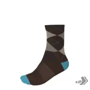 image of Endura Argyl Sock (Twin Pack) - Blue