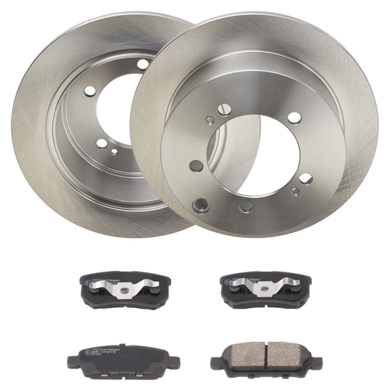 Image of RIDEX 3405B3335 Brake disc and pads set Rear Axle, Brake Disc Type: Solid, with acoustic wear warning Brake Set,disc brakes (3405)