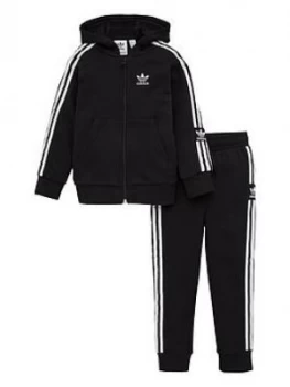 Image of Boys, adidas Originals Lock Up Hoodie Tracksuit - Black, Size 0-3 Months
