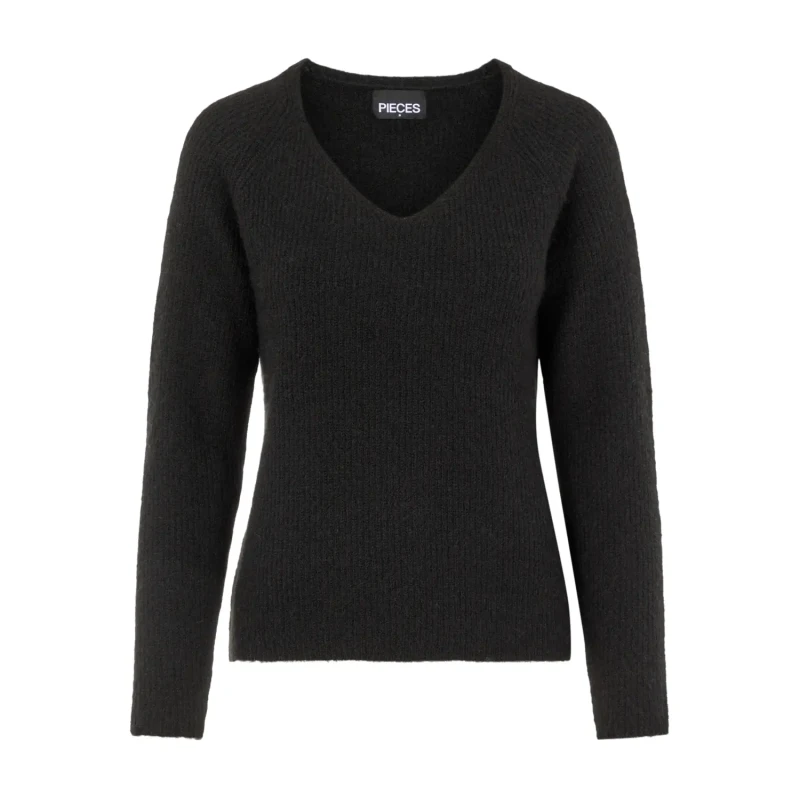 Image of Pieces Womens v-neck sweater Pieces Ellen Noir Female M