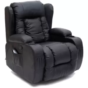 Image of Caesar Swivel Rocking Massage Heated Manual Recliner - Black