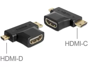 image of DeLOCK 65446 cable gender changer HDMI-C / HDMI-D HDMI-A Black