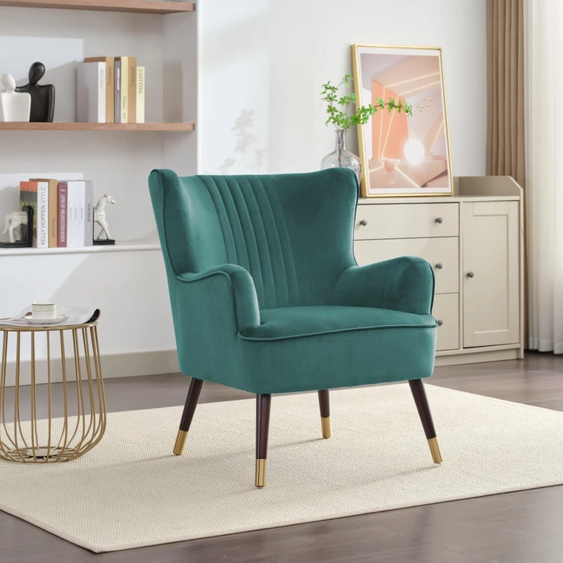 Image of Artemis Home Madison Velvet Fabric Accent Chair in Green Green Unisex