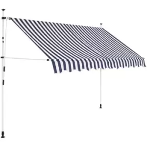 Image of Manual Retractable Awning 250cm Blue and White Stripes Vidaxl Blue