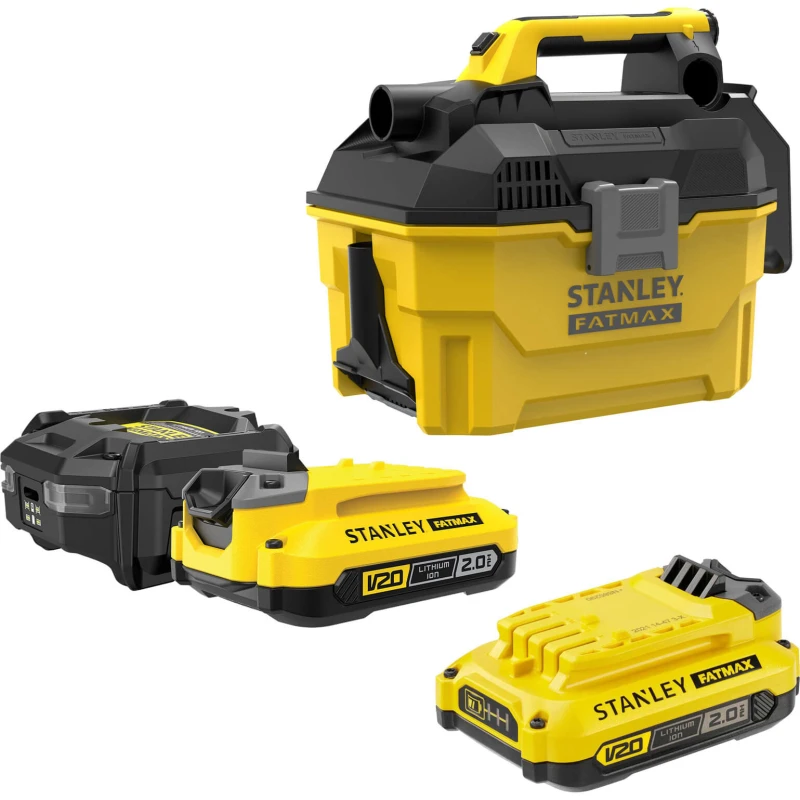 Image of Stanley Fatmax V20 SFMCV002 18v Cordless Wet & Dry Vacuum Cleaner 7.5L SFMCV002D2 Batteries: 2 x 2ah Li-ion