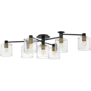 image of Elstead Quintessentiale - Quintiesse Hinkley Axel Multi Arm Semi Flush Ceiling Lamp Black with Heritage Brass