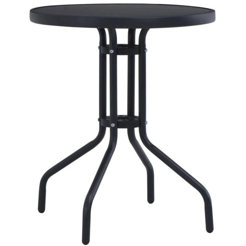 Image of VIDAXL Garden Table Black 80cm Steel and Glass Vidaxl 47253