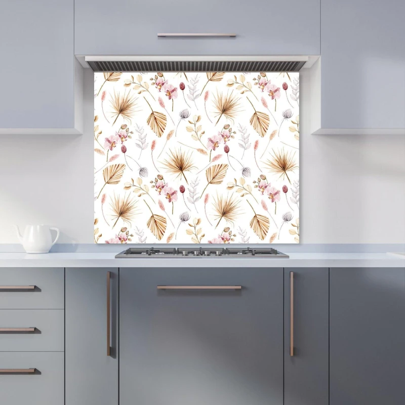Image of Warren Reed - Designer Watercolour Orchids Kitchen Splashback Size: 700mm x 650mm Multicolor Unisex 700mm x 650mm