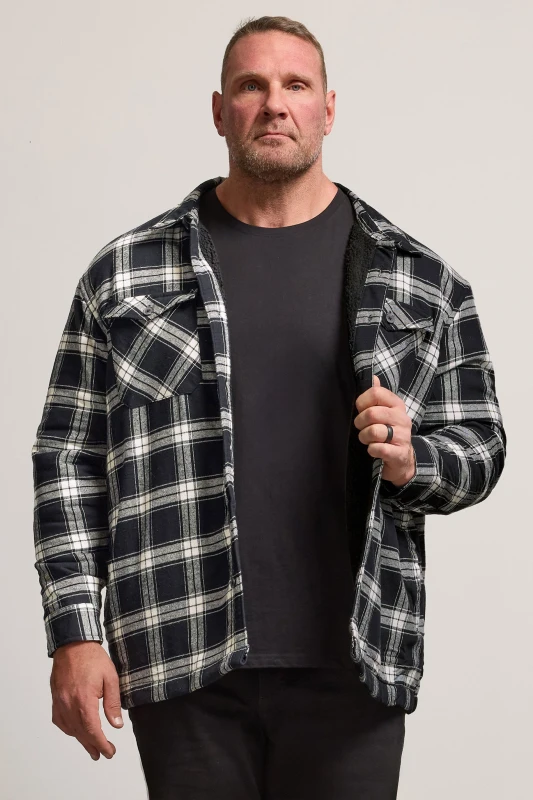 Image of BadRhino Checked Borg Shacket Black