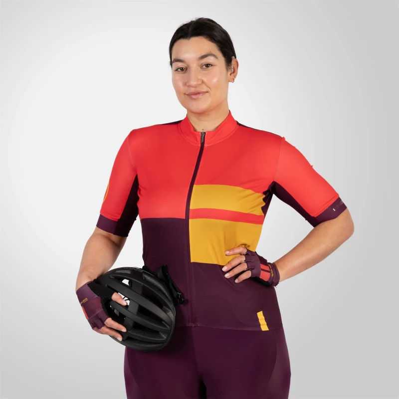 Image of Endura FS260 Print Short Sleeve Jersey Ladies Pomegranate female 8 (XS)