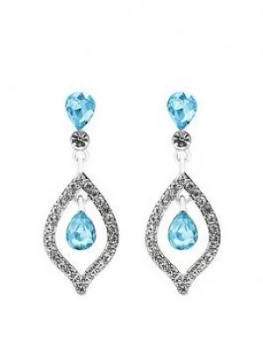 Mood Silver Plated Blue Crystal Tear Drop Earrings