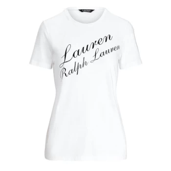 Image of Lauren by Ralph Lauren Katlin Short Sleeve T Shirt - White Logo