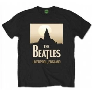 Image of The Beatles Liverpool England mens Blk Tshirt: Large
