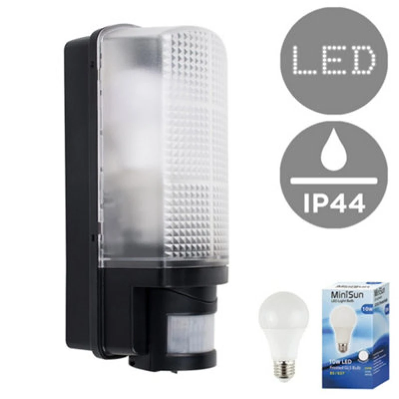 Image of Valuelights Griffin Outdoor Ip44 Rated 110 Degree Bulkhead Security Wall Light With Pir Motion Detector With LED Bulb