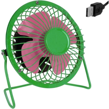 image of Deuba - USB Ventilator Table Mini Fan Tilt Office PC Computer Metal Portable Laptop Desk Green