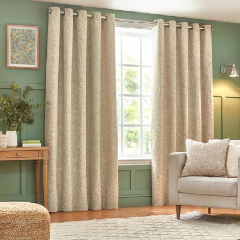 Image of Grantley Jacquard Eyelet Curtains Natural, Natural / 117 x 137cm