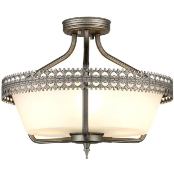 image of Elstead - Crown - 3 Light Semi Flush Ceiling Pendant Light Iron, E27