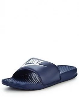 Image of Nike Benassi Just Do It. Slider, Navy/White, Size 11, Men