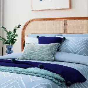 image of Helena Springfield Woven Zigzag Kingsize Duvet Cover Set, Blue