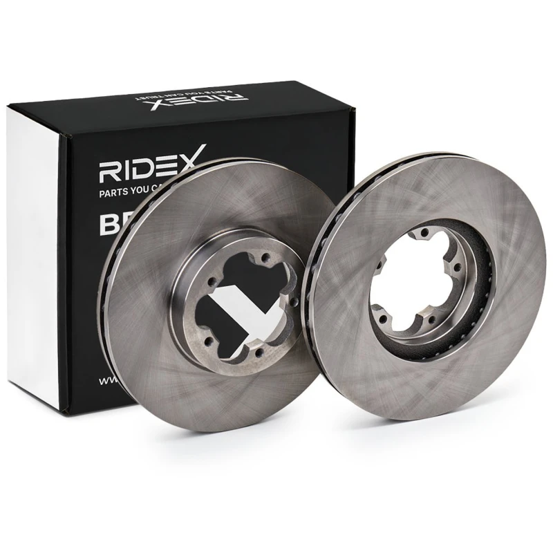 Image of RIDEX 82B0481 Brake disc Front Axle, Vented, Cast Iron, Uncoated, Untreated, without bolts/screws Cast Iron Brake Disc (82)