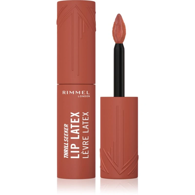Image of Rimmel Thrill Seeker Lip Latex liquid lipstick shade 250 Honey Bun 6 ml