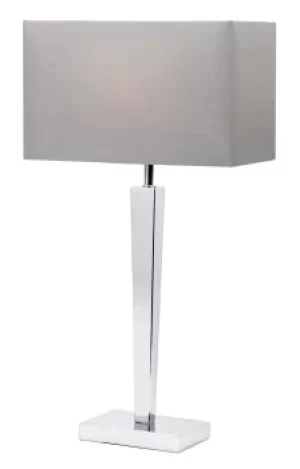 image of Moreto 1 Light Table Lamp Chrome with Grey Silk Effect Shade, B22