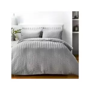 image of Seersucker Duvet Cover Set, Grey, King - Serene