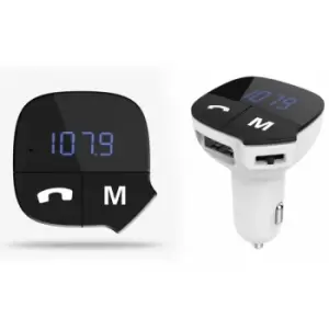 image of Aquarius Bluetooth Car Adapter FM Transmitter Hands-free Calling,Car Kit - White