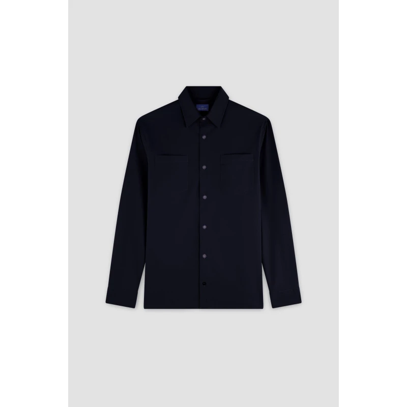 Image of Paul And Shark Mens Fin Long Sleeve Plain Shirt Blue male S