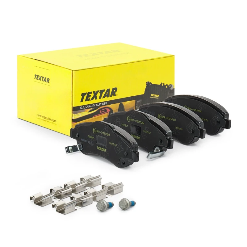 Image of TEXTAR 2463801 Brake pad set Q+ with acoustic wear warning, with accessories, with brake caliper screws Brake Pad Set,disc brake (402)
