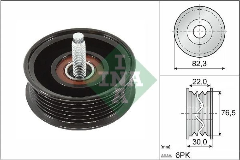 Image of Deflection / guide pulley, V-ribbed belt INA 532 0922 10