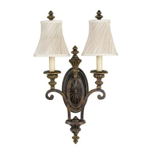 Image of 2 Light Indoor Candle Wall Light Walnut, E27