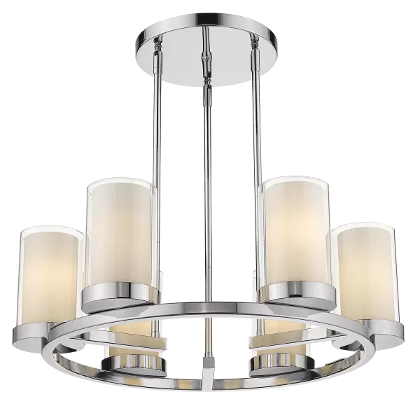 image of Miami 6 Light Multi Arm Pendant Ceiling Light Silver, E27