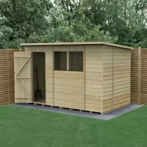 image of 10' x 6' Forest Beckwood 25yr Guarantee Shiplap Pressure Treated Pent Wooden Shed (3.11m x 2.05m)