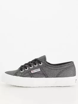 image of SUPERGA 2750 Glitter Canvas Plimsolls - Black, Size 5, Women