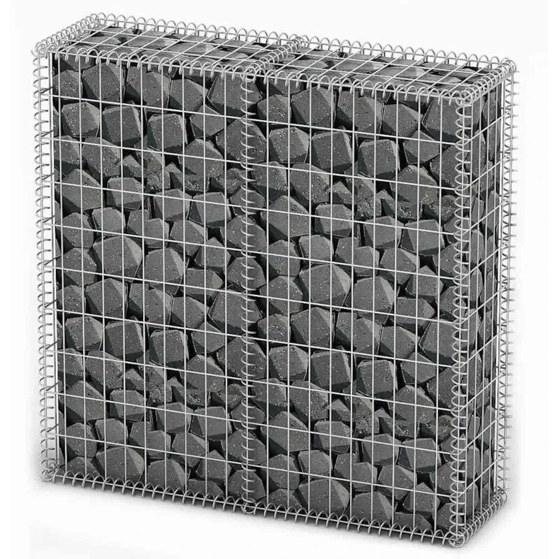 Image of Vidaxl Gabion Basket With Lids Galvanised Wire 100 X 100 X 30 Cm