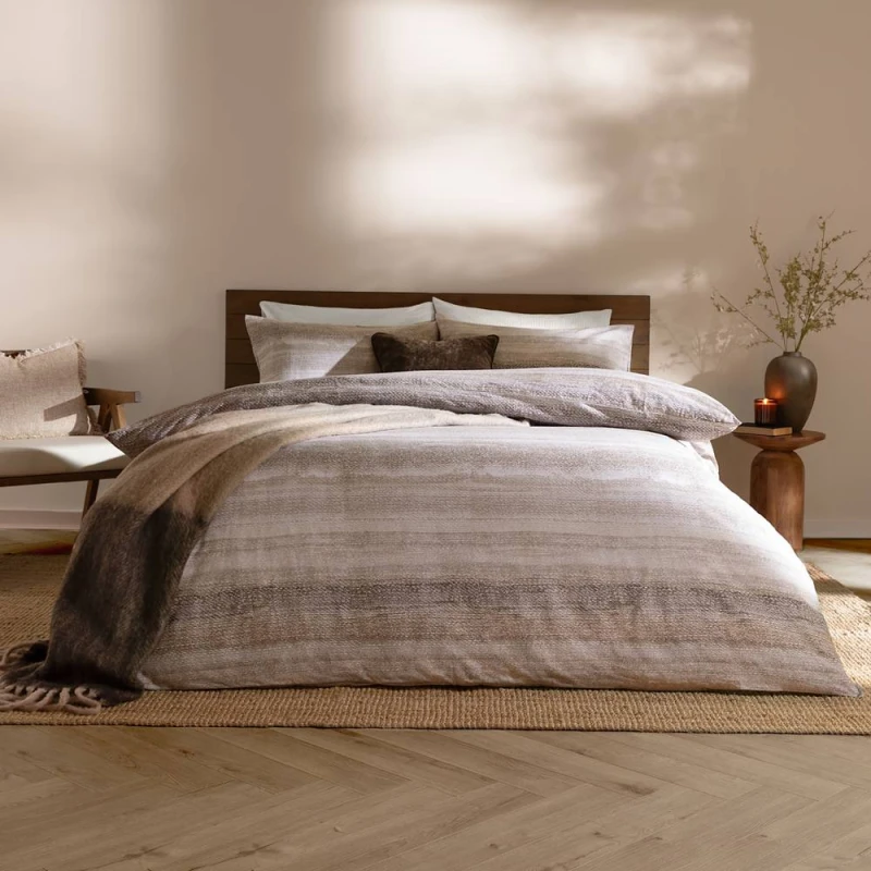 Image of Yard Swift Brushed 100% Cotton Duvet Cover Set in Beige Size: Super King Beige Unisex Super King